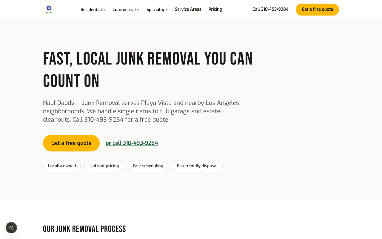 A local pro services website Wally built